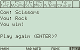 Com: Scissors, You: Rock. You Win!