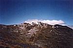 Looking up to Mt. Arthur from its approach ridge.