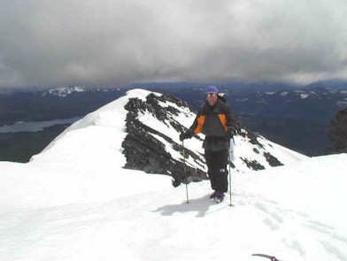Standing just below the snow capped summit