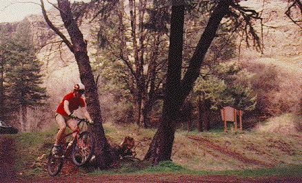 Kevin jumping his mountain bike