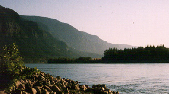 Sunset on the Columbia River below the Bonneville Dam