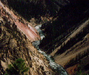 Looking down into the canyon from the trail