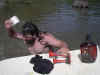 Billy's had a few drinks! This is just before he went scuba diving using the hoses from the boat's airhorns!
