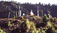 Stupa on hill overlooking Pisang