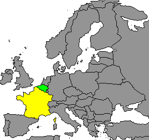 France (yellow)
and Belgium (green)