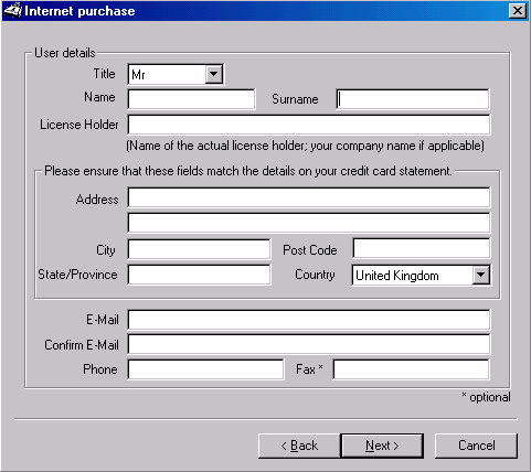 fill in details