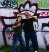 Jessika and Keith throwing some gang signs at Zizkov