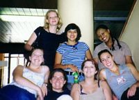 Jana, Akemi, Sophia, Erin, Jess, Lenny and Bryn in the dorm