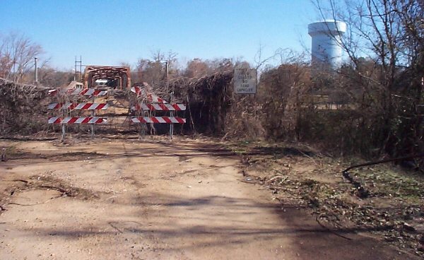 view west across the decommissioned bridge