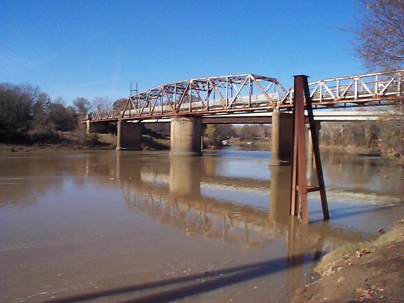 decomissioned bridge photographed from the park