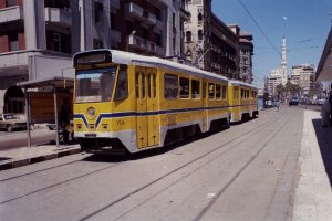 #128 running as Line #15 at Ramleh Station, Alexandria, Egypt.