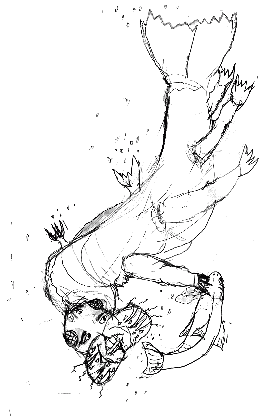 Sketch of a Brother of the Night catching a fish