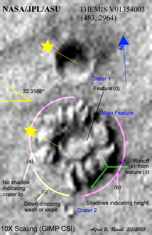 10x cubic spline scaling of petaled 'crater' at (483, 2964) of THEMIS Image V01354003.