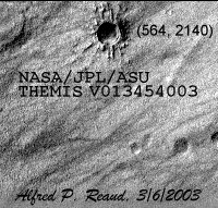 Splatter crater at (564, 2140) in V01354003.IMG.