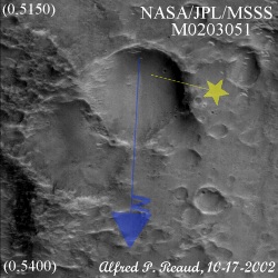 Area starting at (0,5150) on M0203051.img showing wind direction.