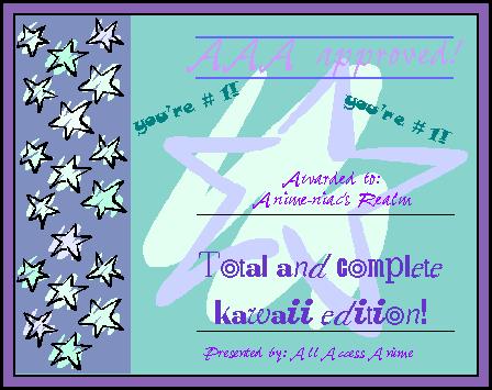 I won the Total and Complete Kawaii Award!