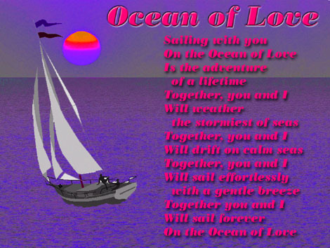 illustration of sailboat with poem Ocean of Love