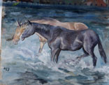 caballos (oleo)21x17 cm