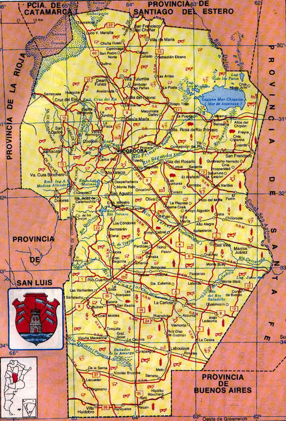 Mapa de la Provincia de C�rdoba