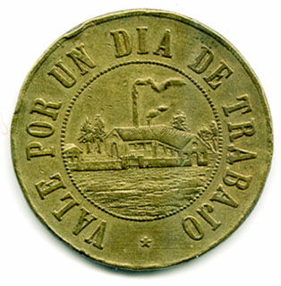Reverso ficha de ingenio azucarero Jujuy Argentina 1894
