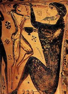 Odysseus blinds Polyphemus