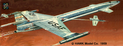 Box-lid graphics for Hawk Model Co.Atomic Powered Airplane