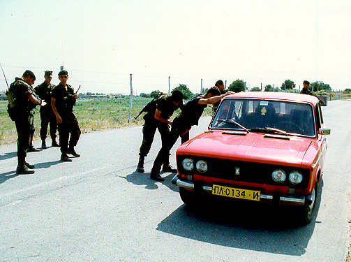 Internal security vehicle checkpoint training, manned by C Coy personnel from 1st Regt AFM.