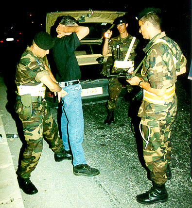 Internal security vehicle checkpoint, manned by C Coy personnel from 1st Regt AFM.