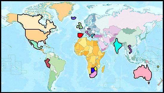 World Map with Country Links