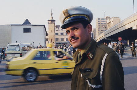 In this totalitarian state there are police (secretand not so secret) on every corner.  