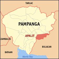 Map of Pampanga showing the location of Apalit