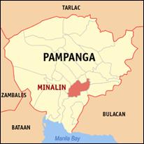 Map of Pampanga showing the location of Minalin