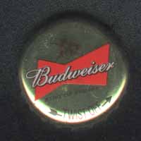 A119. Budweiser Beer Bottle Cap. This is a twist off cap - American Beer. Updated 7th March 2003.