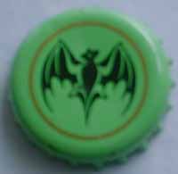 TH104. Beer Cap With Black Bat on Green Background from Thailand.