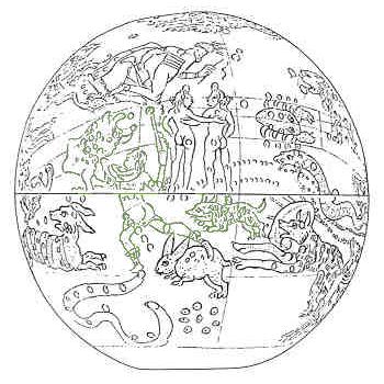 mainz globe drawing showing taurus, orion and canis major