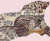 close-up 'white' salt boat on the Dead Sea - MADABA MAP