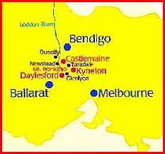 Map of Dayesford, Kyneton and Castlemaine Area