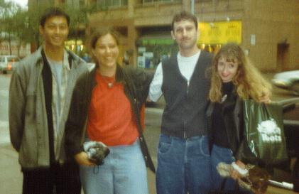 Beric, me, Eddie, and Crystal, grinning at Fred on the street outside our meeting with CYF