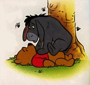 Eeyore sits on Pooh