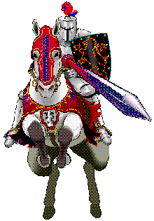 KNIGHT ON DECORATED HORSE
