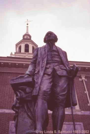 Statue of George Washington in Front of Independence Hall