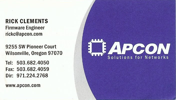 (Apcon business card)