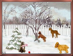 Spaniels (and an Irish!!) Painted by me.