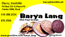Barya Lang Web Page Design Calling Card.