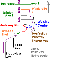 Gateway Blvd runs east off of Don Mills Rd, just south of the Ontario Science Centre.