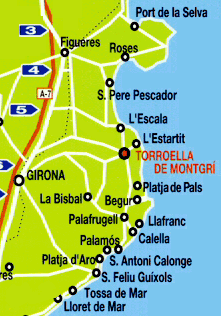 mapa de la Costa Brava