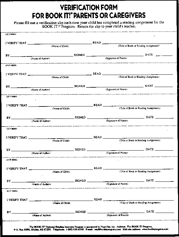 'Book It' verification form