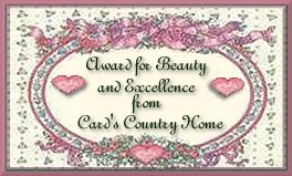 Award for Beauty & Excellence from Card's Country Home