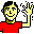 Boy waving hello.