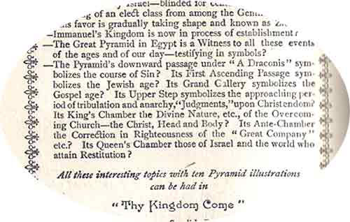 The WAtchtower Society highlights the importance of the Great Pyramid of Gizeh